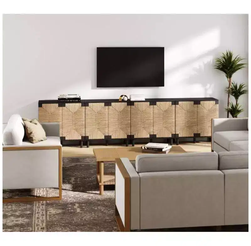 Nathan James Set of 4 Beacon Seagrass Console Table with Doors