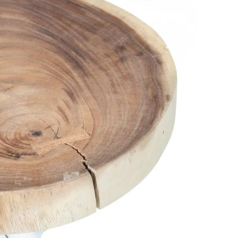 Solid Wood Cross-Cut Accent Table With Branch Base by East at Main - Small