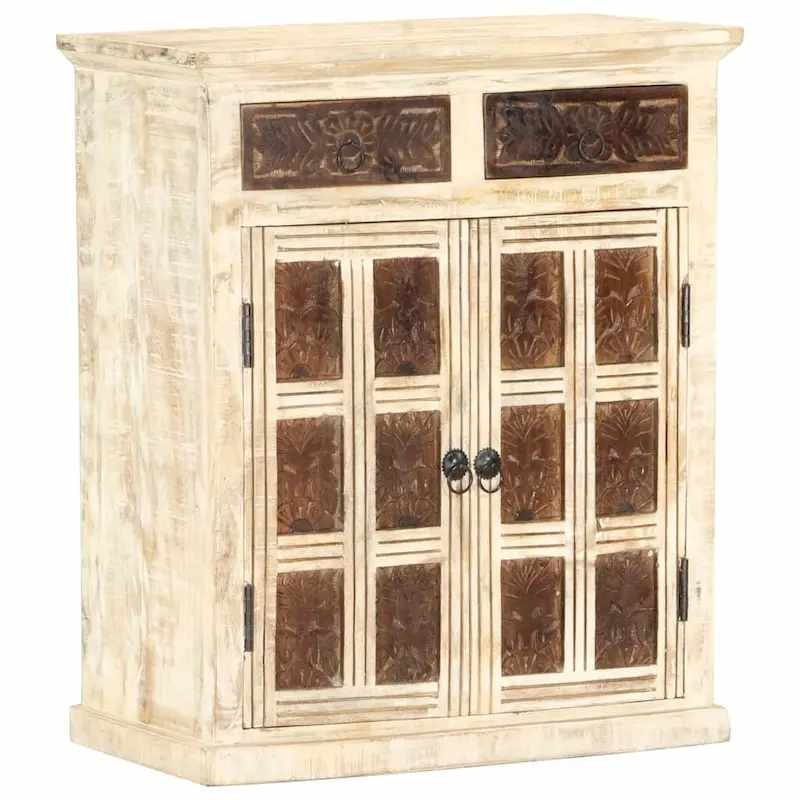 vidaXL Sideboard White 25.6x11.8x29.5 Solid Mango Wood