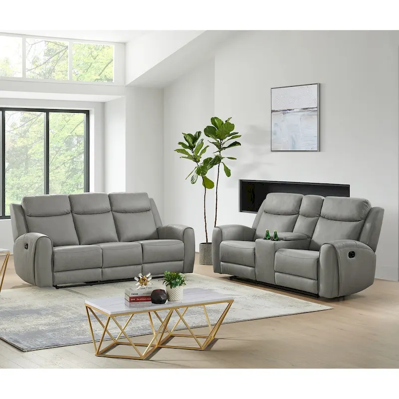 2-Piece Transitional Reclining Set, Gray