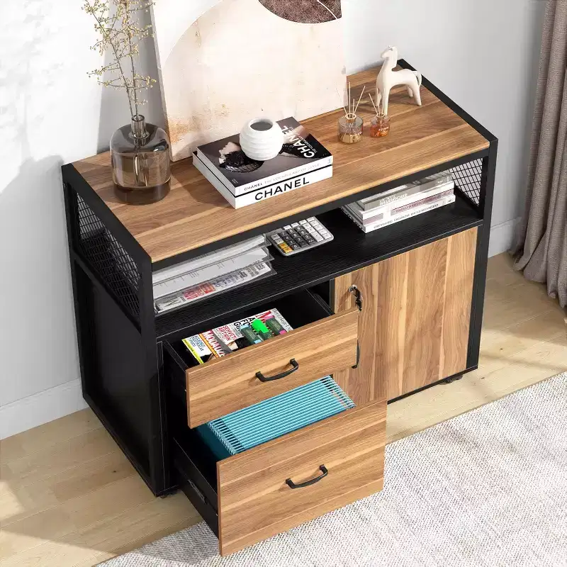 Lantine 63 L Shaped Executive Desk with Drawer Cabinet