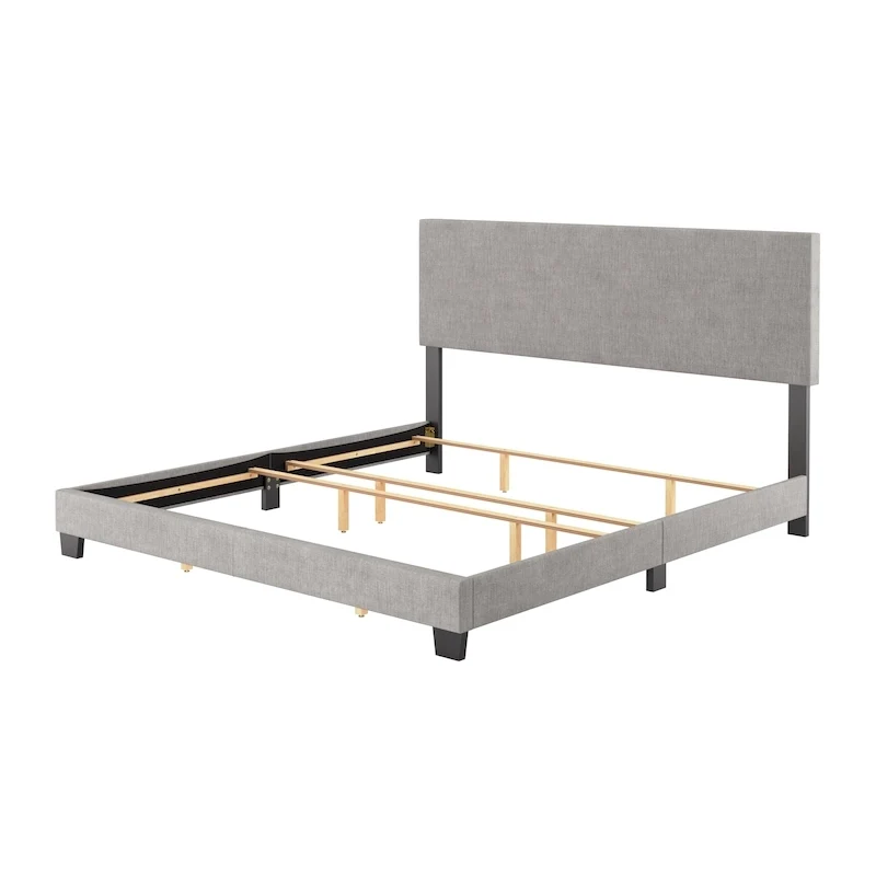 Modern King Bed with Upholstered Headboard (Box Spring Required)