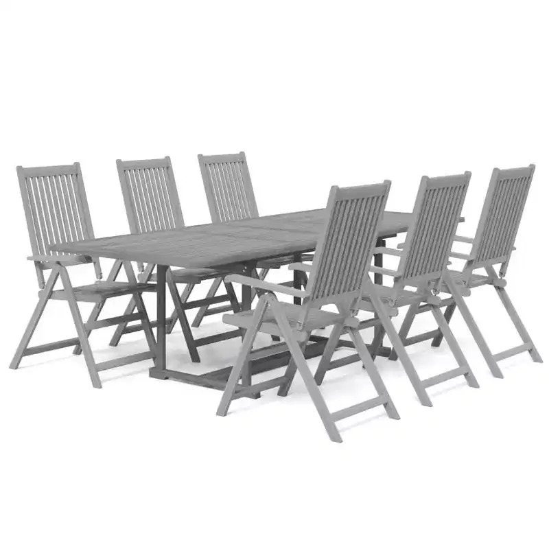 vidaXL Solid Wood Acacia Patio Dining Set 7 Piece Garden Seat Oval/Rectangular