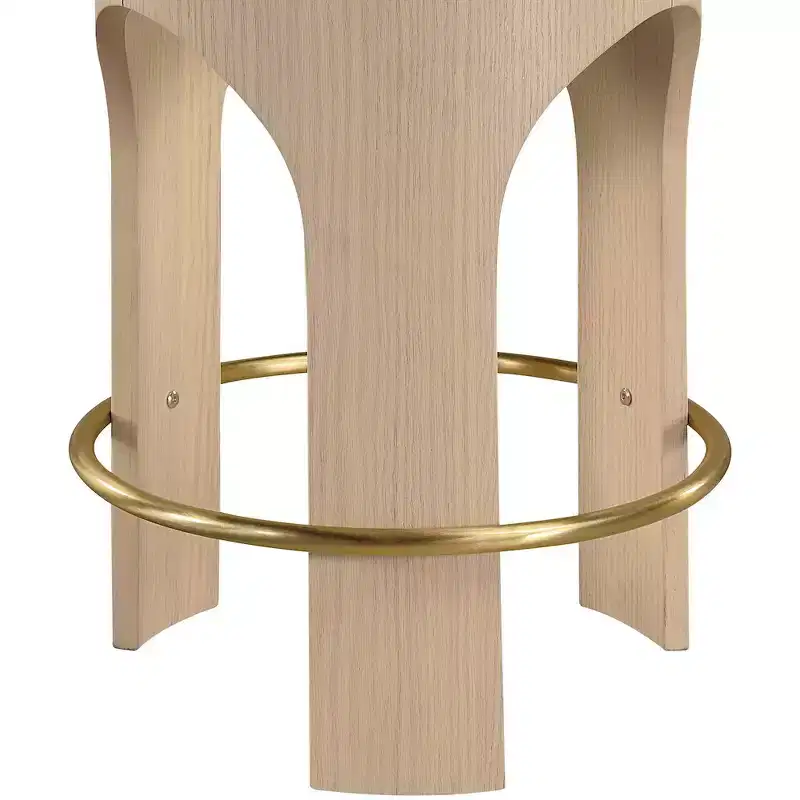 Meridian Furniture Bocceli Natural Finish Velvet Upholstered Counter Stool