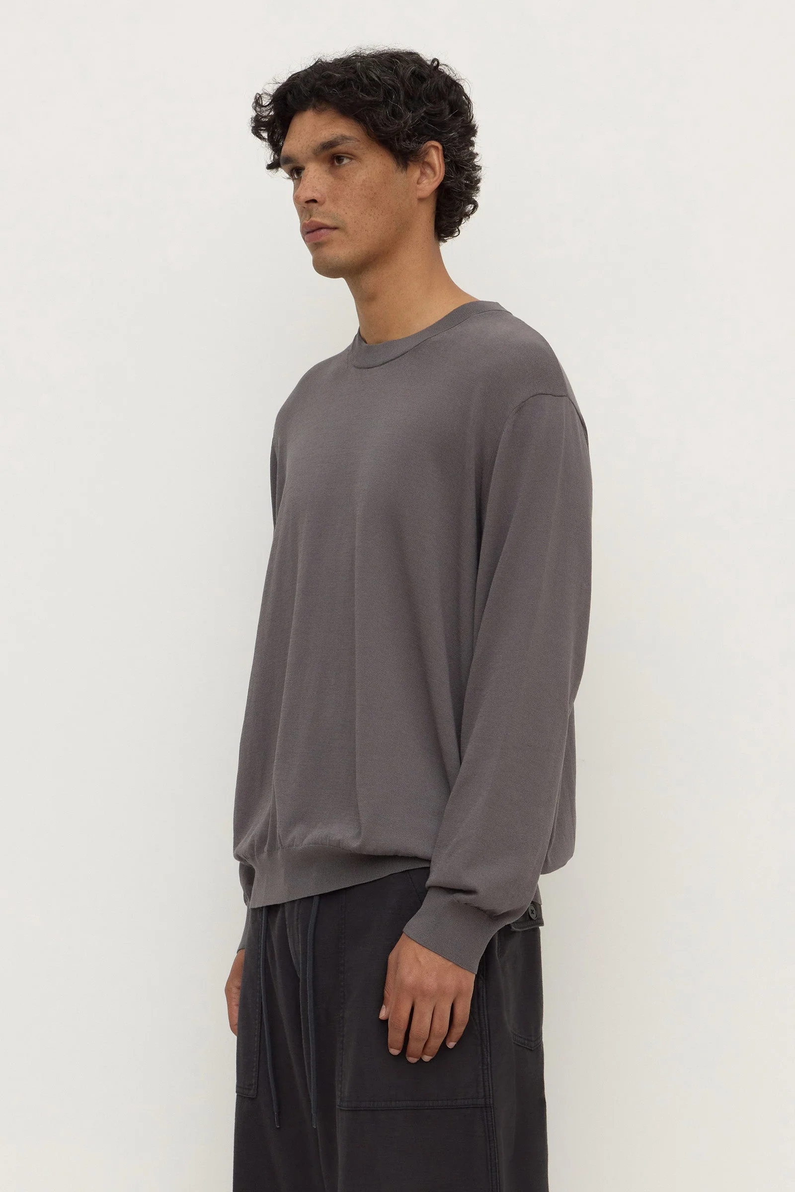 Cotton Blend Knit Crew