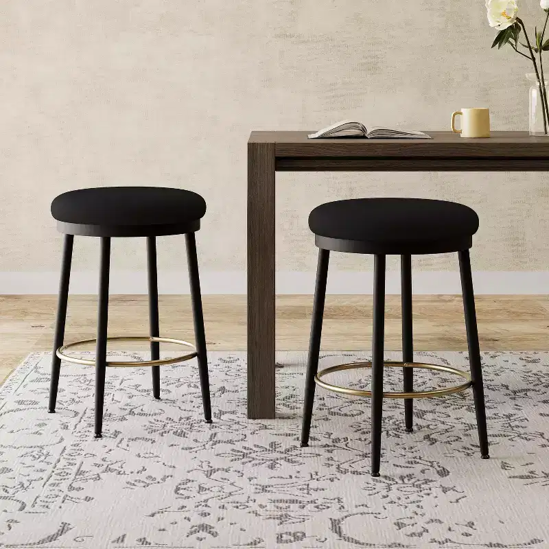 Christopher Knight Home Altrium 24.75 Modern Upholstered Iron Frame Counter Stools with Footrest