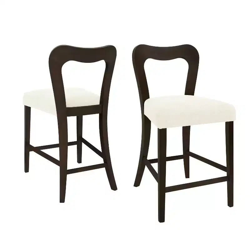 Christopher Knight Home Imamu Rubberwood Upholstered Counter Stools with Curved Open Back (Set of 2)