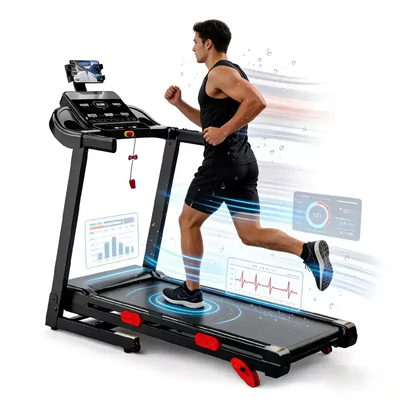 Home Folding Treadmill with Quiet 3.75HP Motor, Compact Design, App Control, Incline Training, Shock Absorption Running Machine for Home Office
