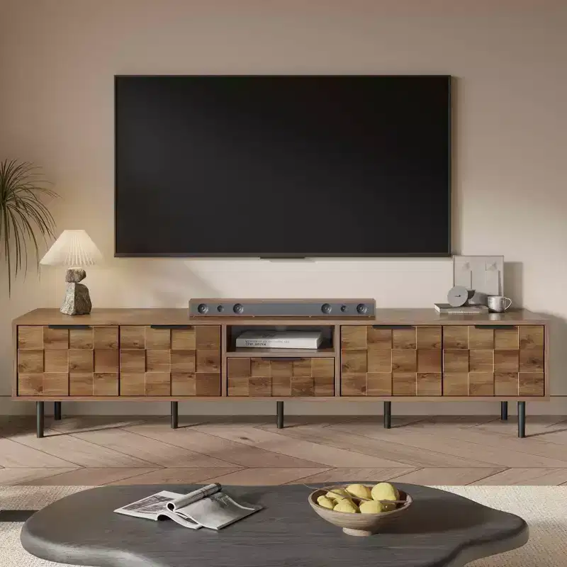 MAYEERTY TV Stand for Living Room, TV Stand Entertainment Center Wood Tv Media with Storage
