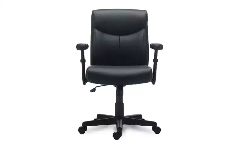 Alera Alera Harthope Leather Task Chair, Supports Up to 275 lb, Black Seat/Back, Black Base