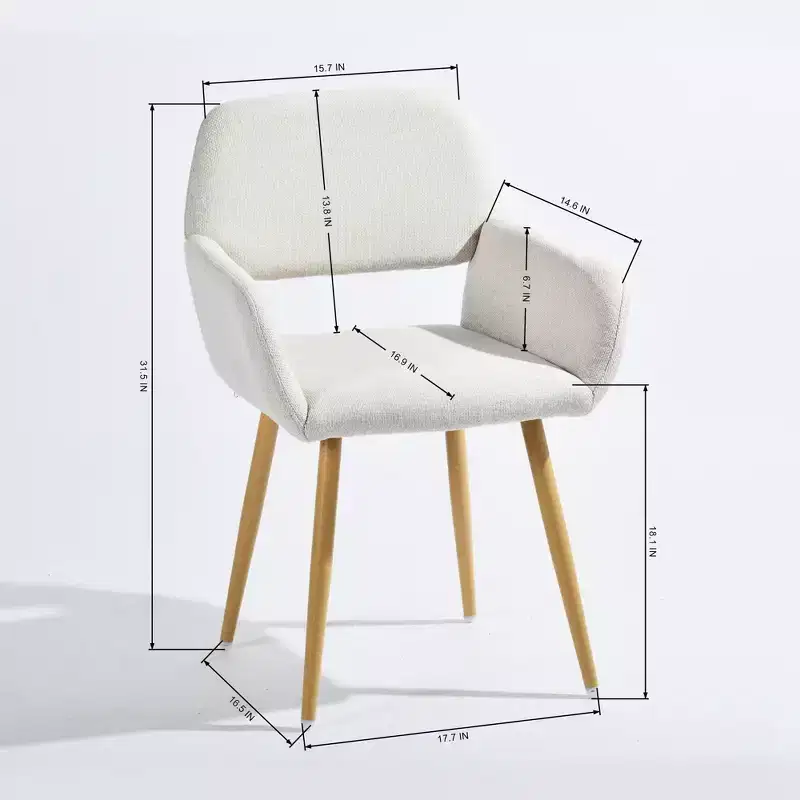 FurnitureR 2-Pack Upholstered Dining Chairs with Arms, Modern Accent Chairs with Ergonomic Curved Back and Wood-Look Legs for Kitchen & Living Room