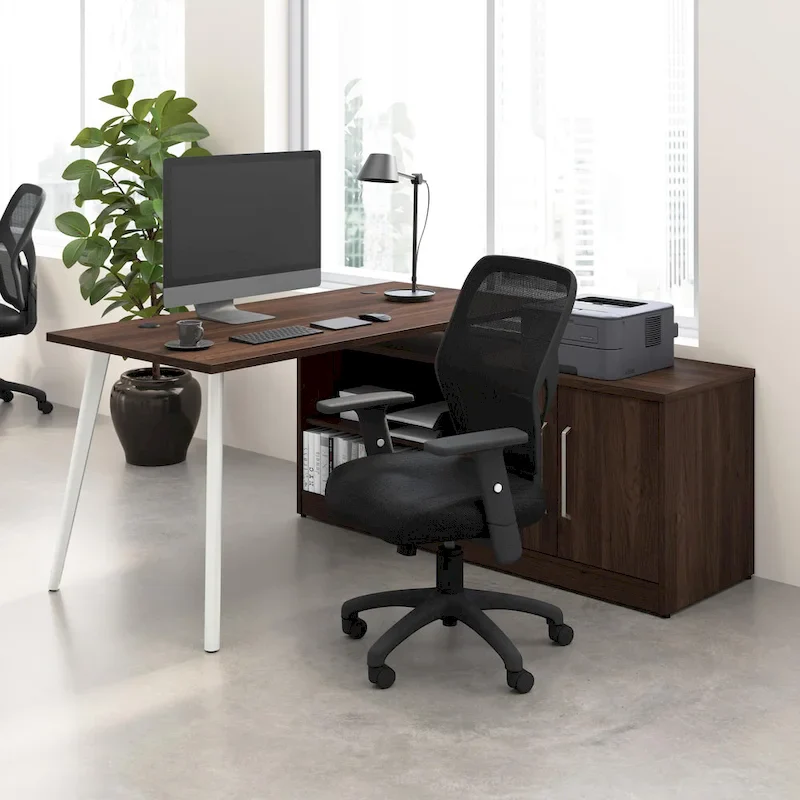 Vista 60W L Shaped Desk with Storage Cabinet
