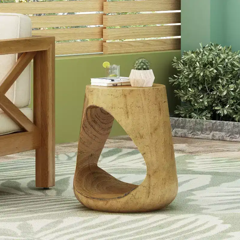 Hollow Console Table Wood Like Texture Natural Color for Living Room