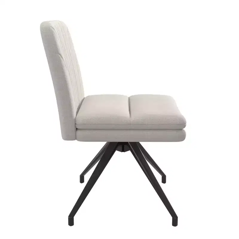 VECELO Upholstered Office Desk Chair Cross Legged Chair with Wide Padded Seat, Modern Computer Task Chair Gray/Beige