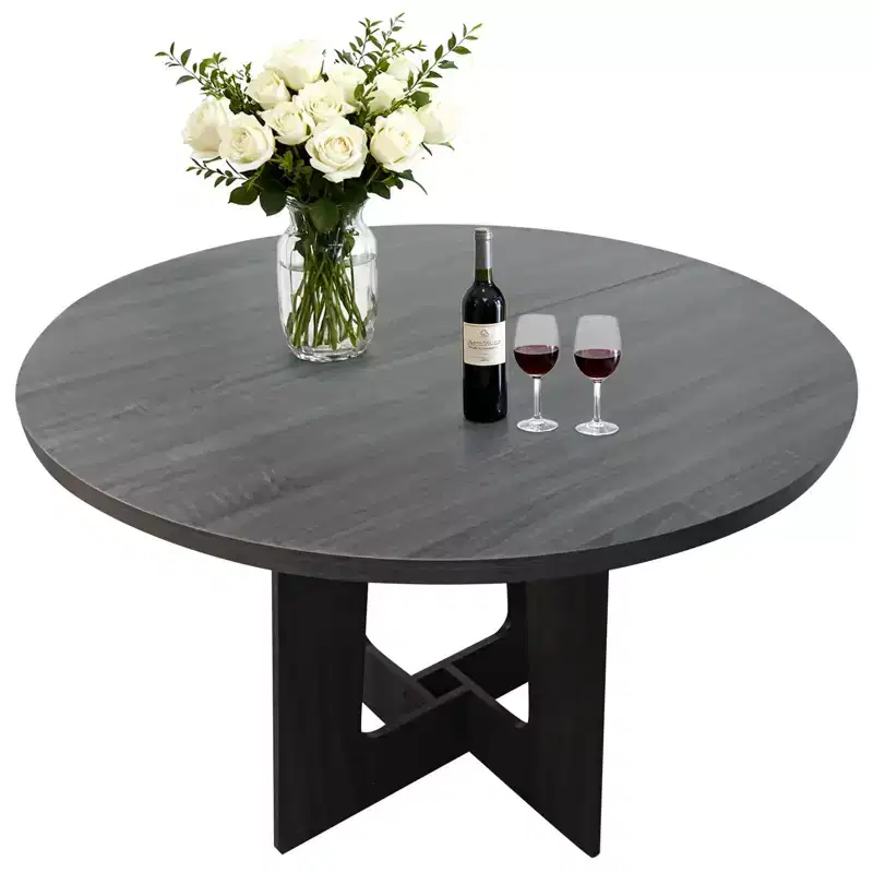 Round Dining Table for 4, 43.3 Inches Farmhouse Dining Table with Pedestal Base, Circle Kitchen Tables for Dining Room