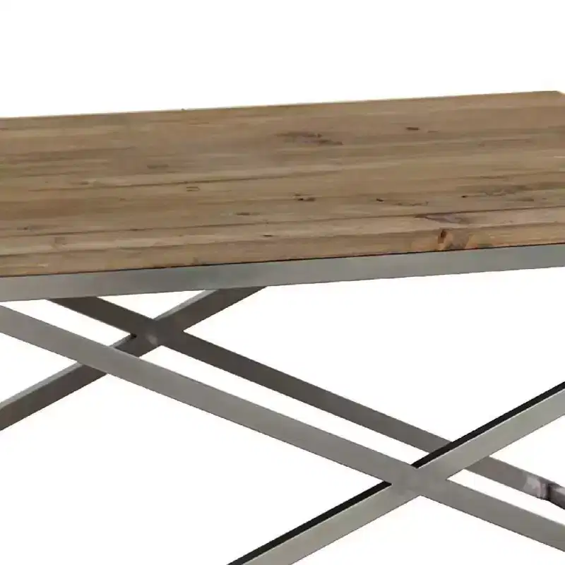 Boraam Savannah 39.5" Wide Rectangular Wood and Metal Coffee Table Natural