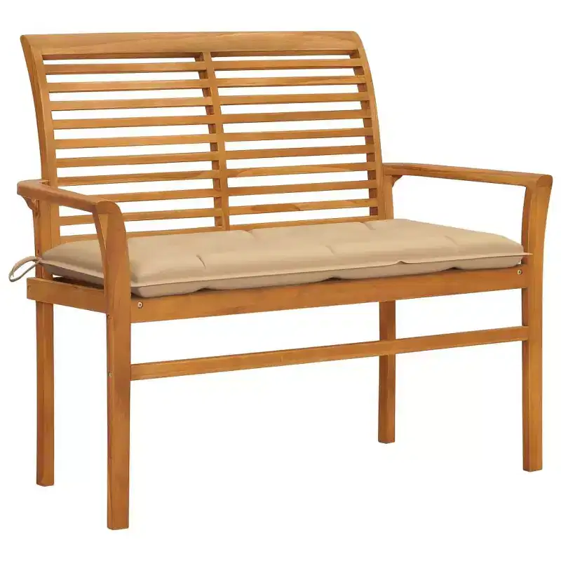 vidaXL Garden Bench Light blue (cushion), Natural teak (wood)