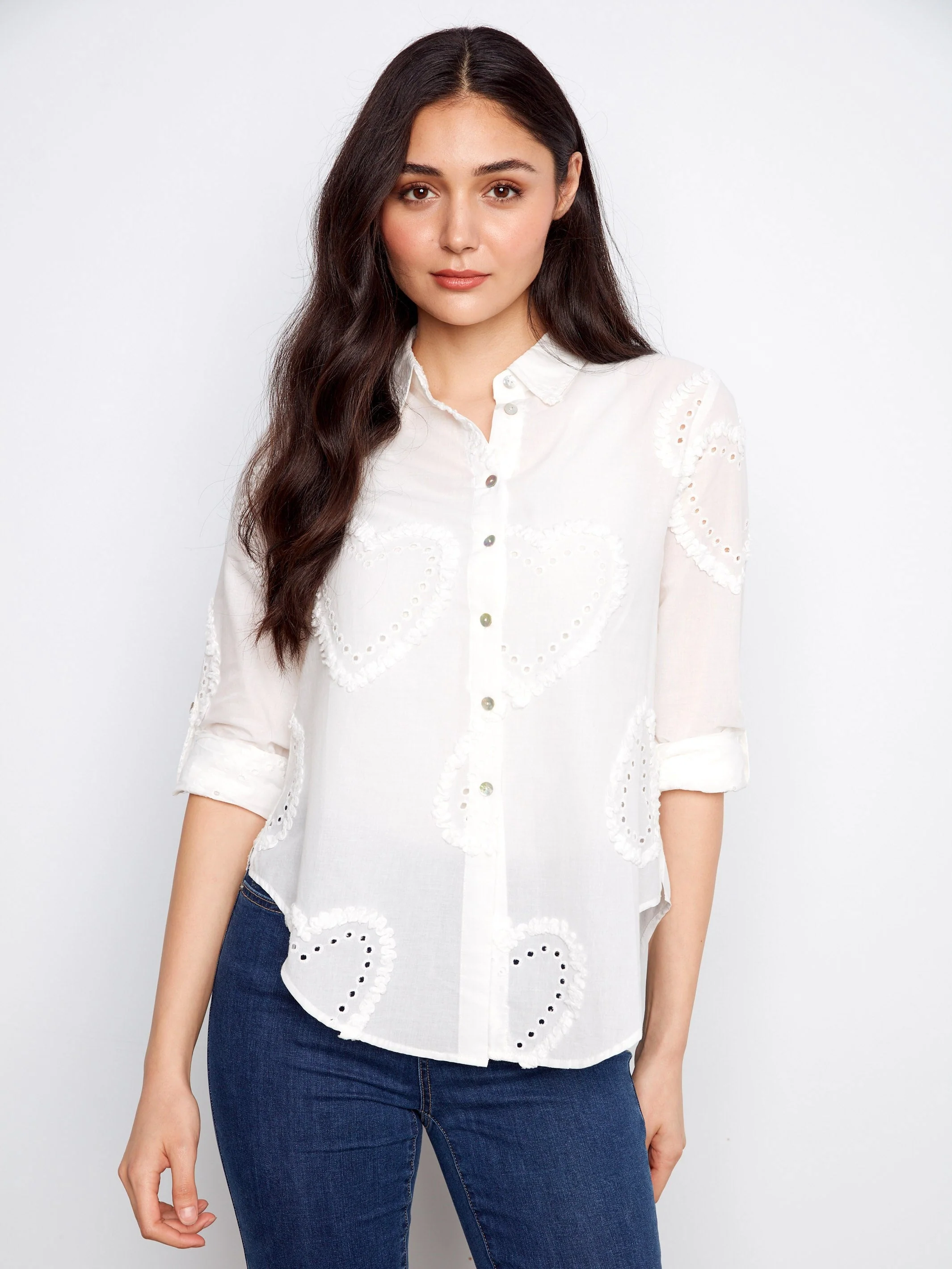 Textured Cotton Button-Down Shirt - White