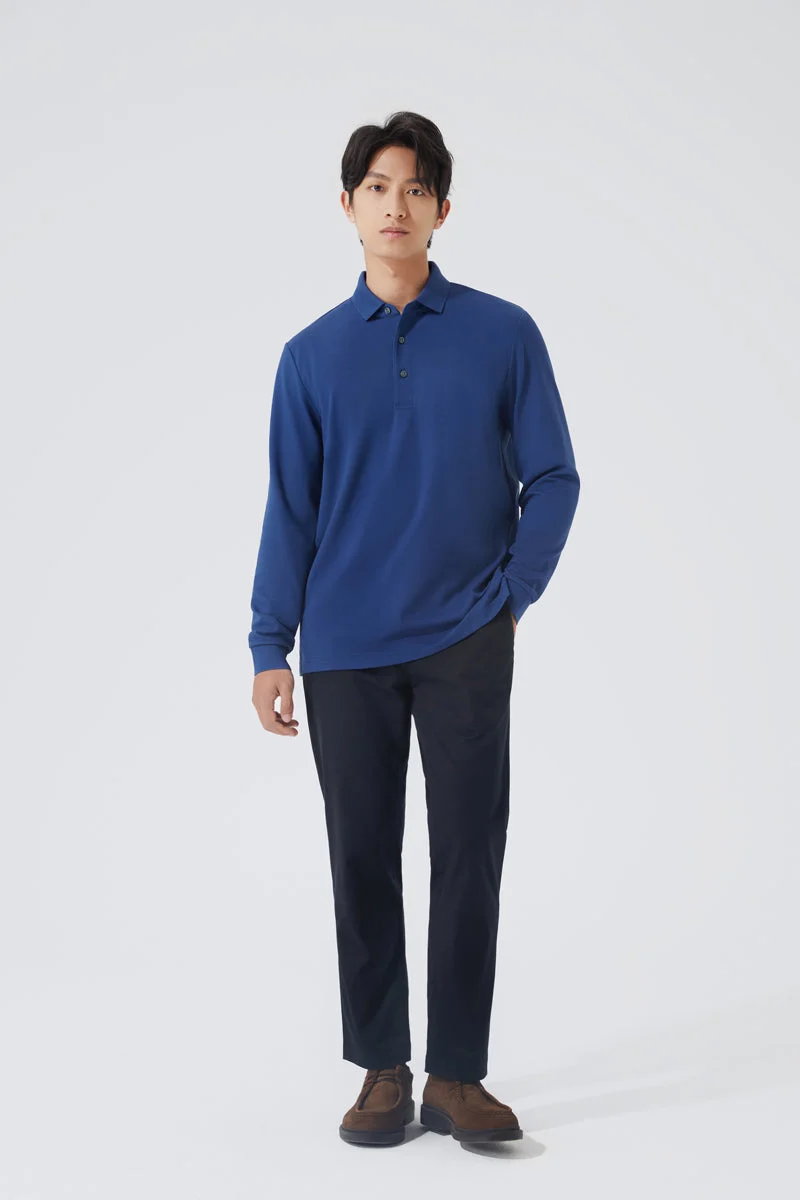 Long Sleeve Polo – Blue