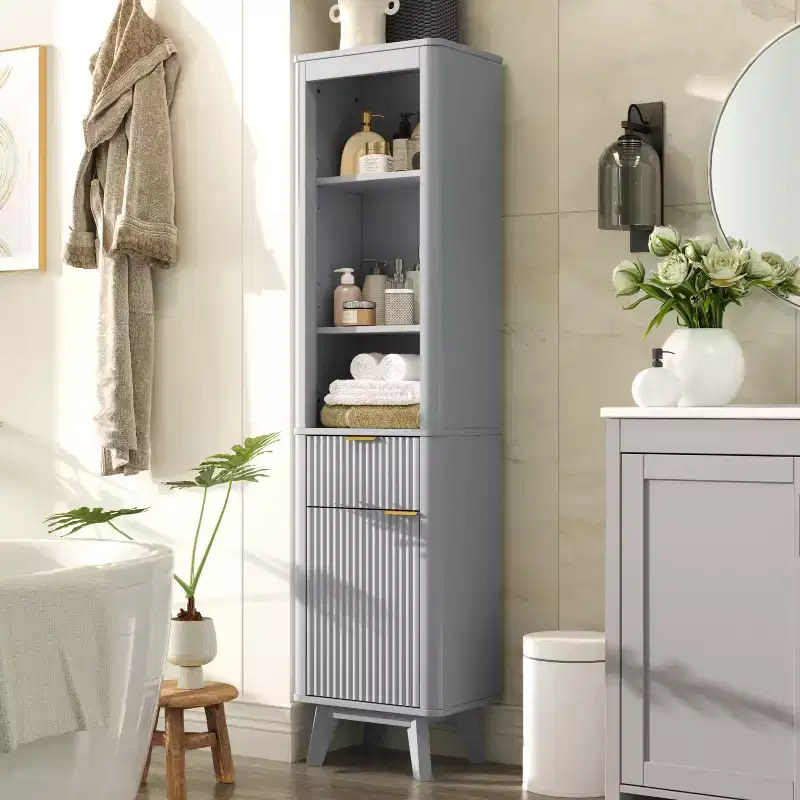 Christopher Knight Home Grayson Modern Wood Tall Bathroom Storage Cabinet with Drawer and Door