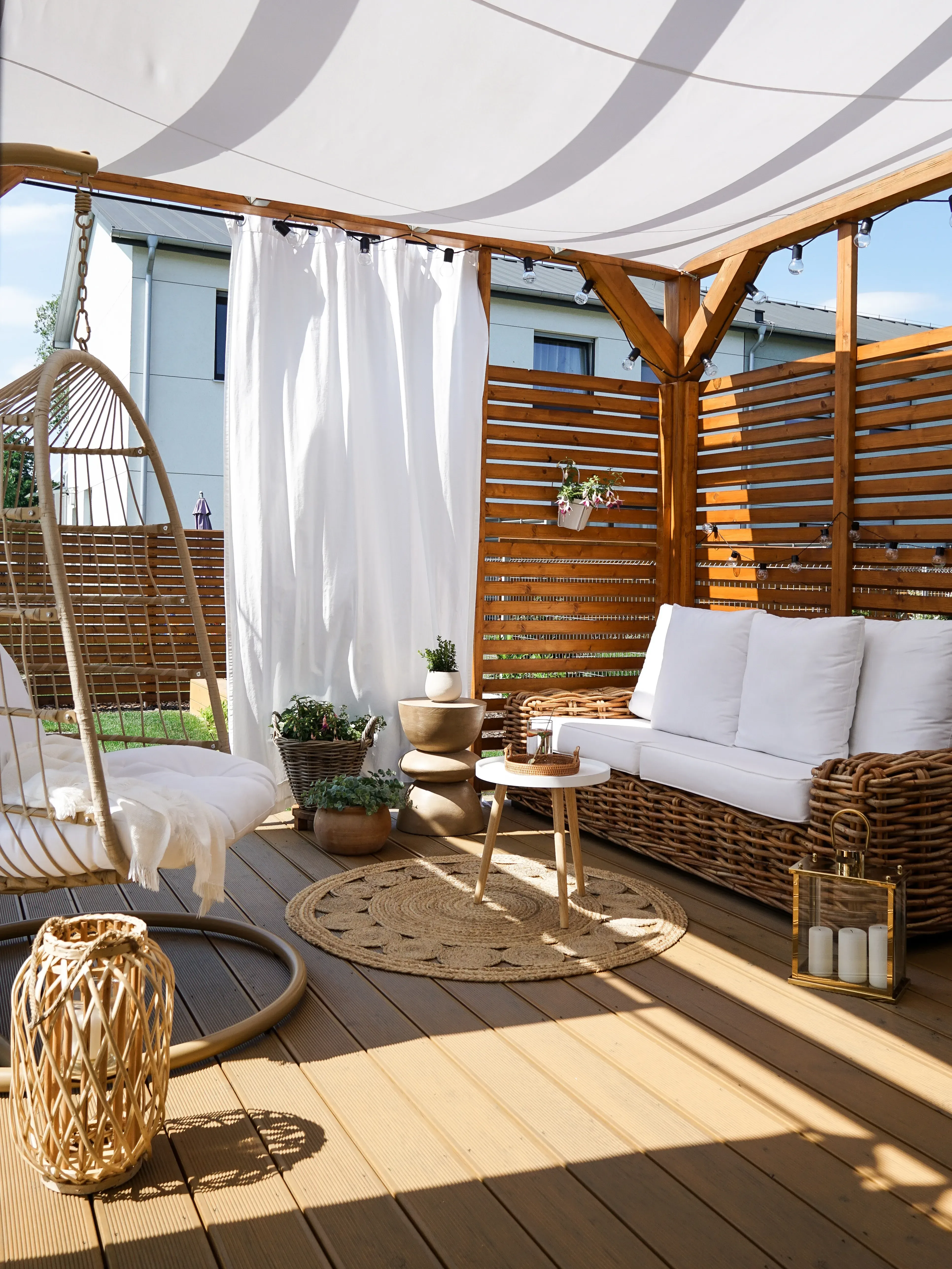 Divano da giardino 3 posti Rattan Naturale