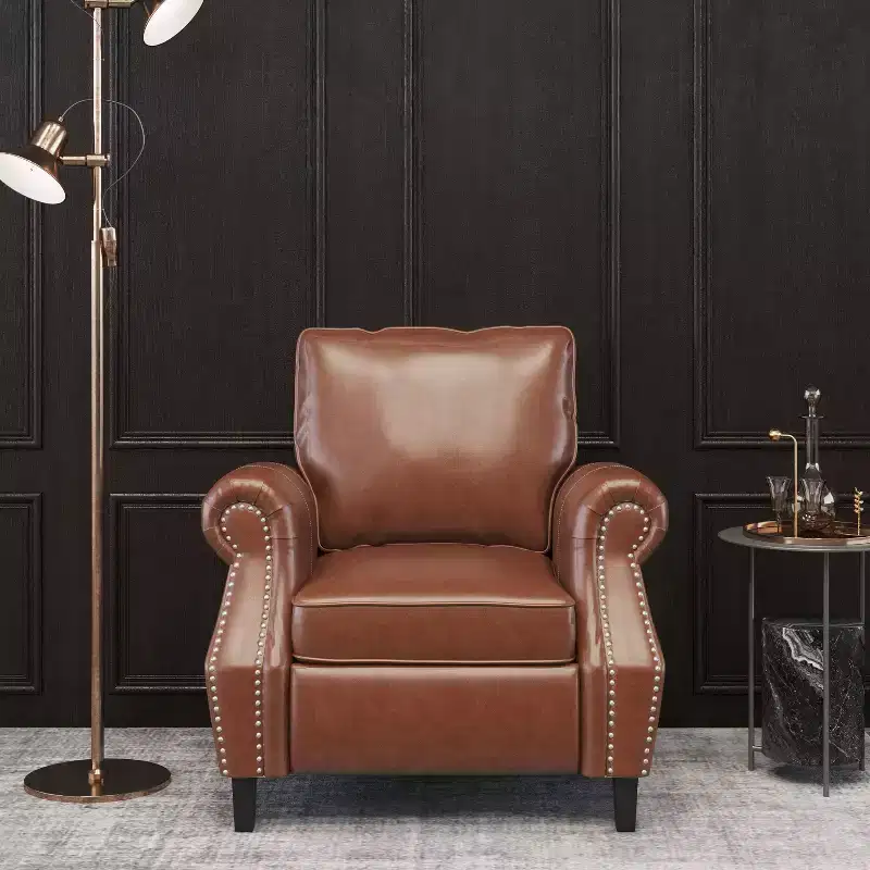 Faux Leather Club Chair with Nailhead Trim