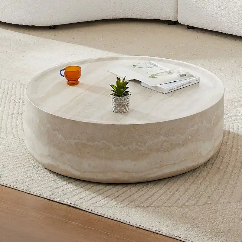 31.49 Round Faux MARS Pattern Coffee Tables No Need Assembly