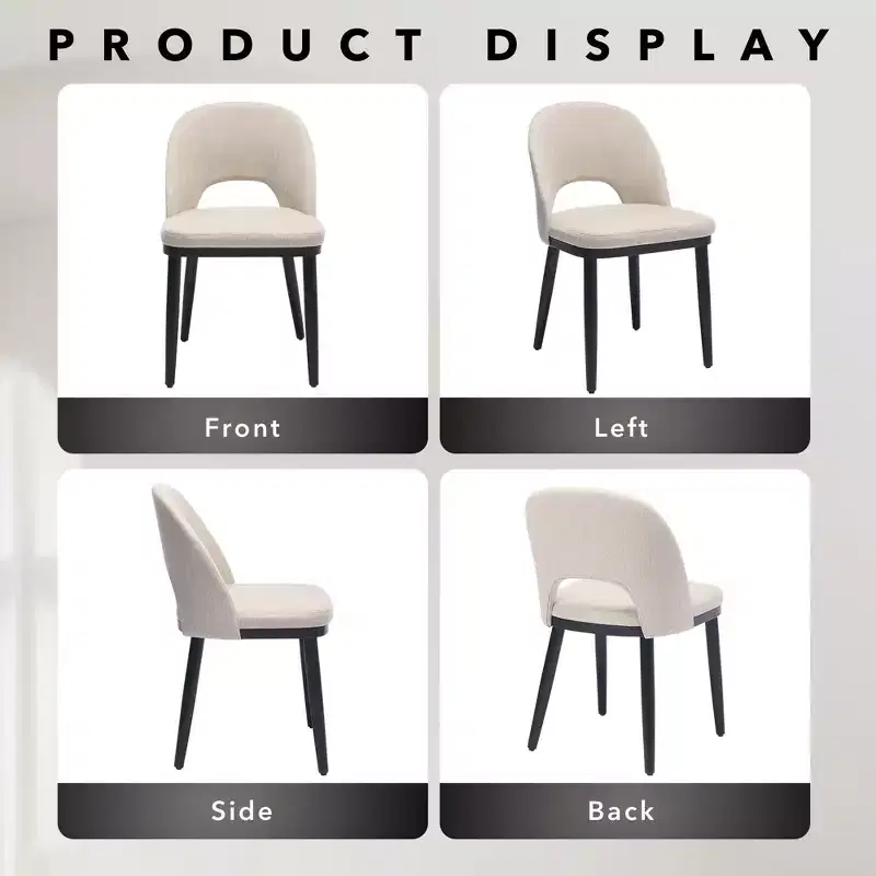 Upholstered Dining Chairs, Modern Fabric High Back Deep Seat Wooden Legs, Hollowed Kitchen Chairs for Dining Room