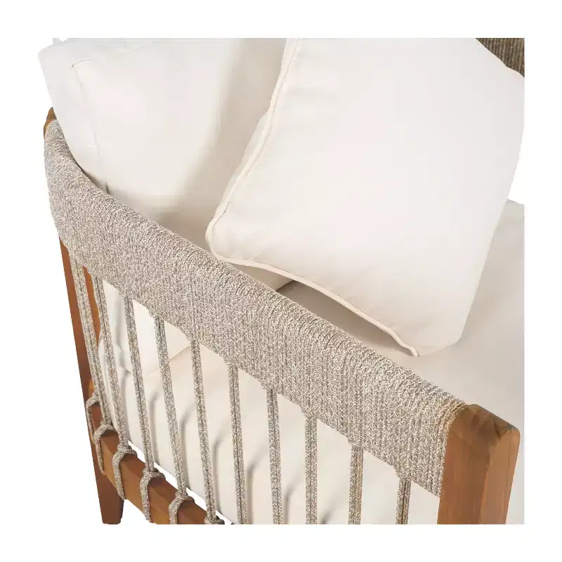 Christopher Knight Home Clifton Patio Rustic Acacia and Rope Upholstered Club Chair with Curved Back