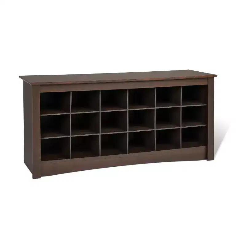 Shoe Cubbie Storage Bench Espresso Brown - Prepac: Entryway Organizer, 18 Compartments