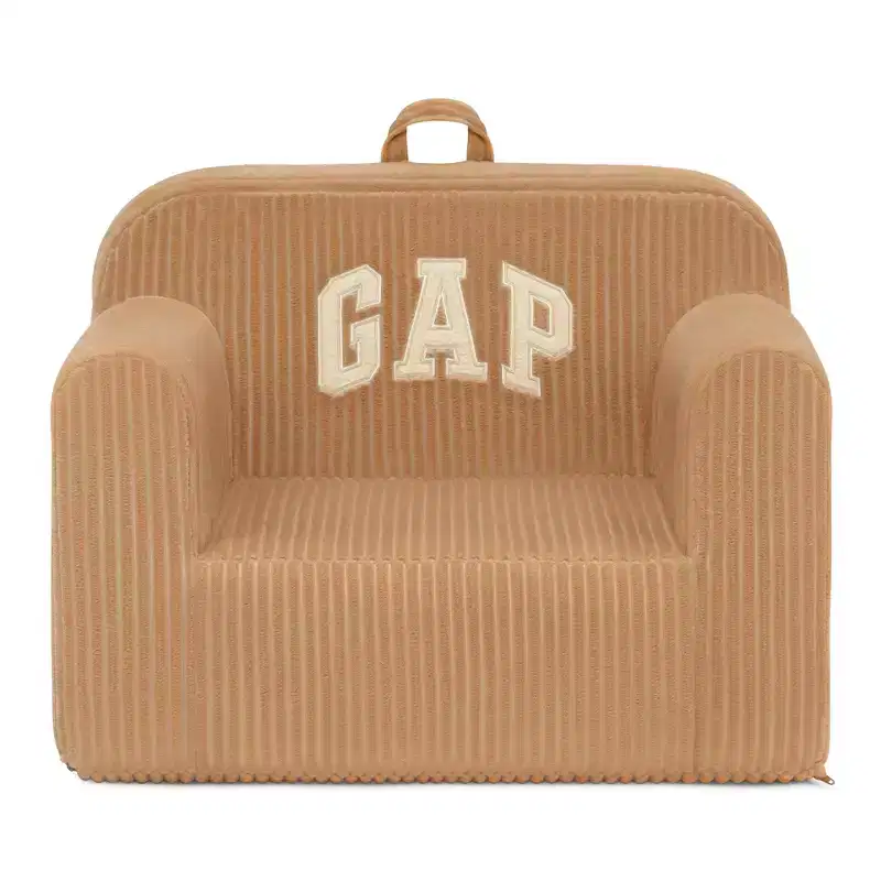 Ribbed Velour Kids Chair, Beige