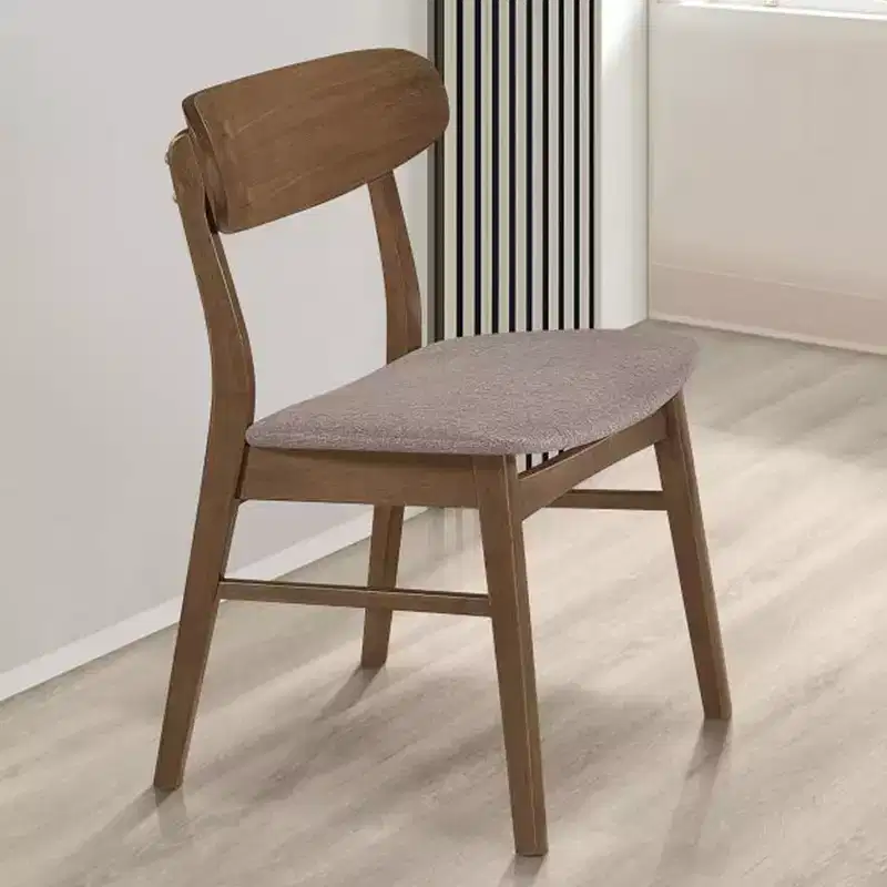 Simple Relax Set of 2 Upholstered Dining Side Chairs with Tapered Legs in Brown