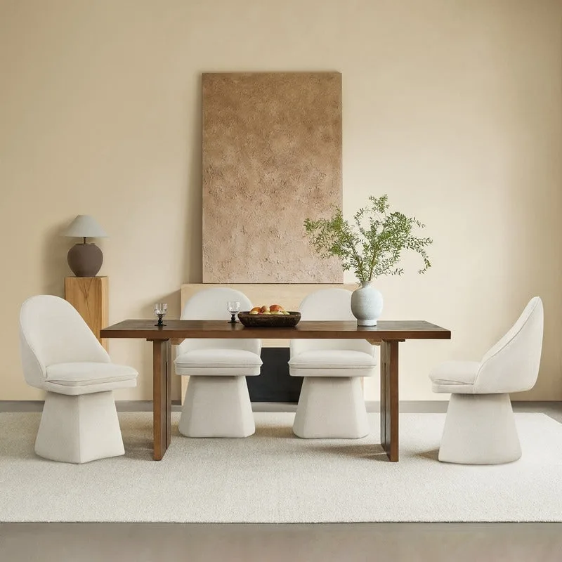 Darah Upholstered Swivel Armless Dining Chair Double-layered Cushions