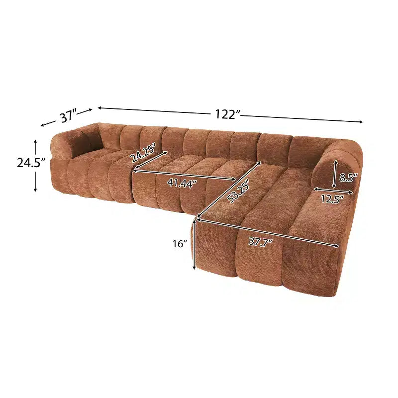 MAYEERTY 122-Inch L-Shaped Sectional Sofa, 2-Piece Fully Assembled, Right-Hand Chaise, High-Density Sponge