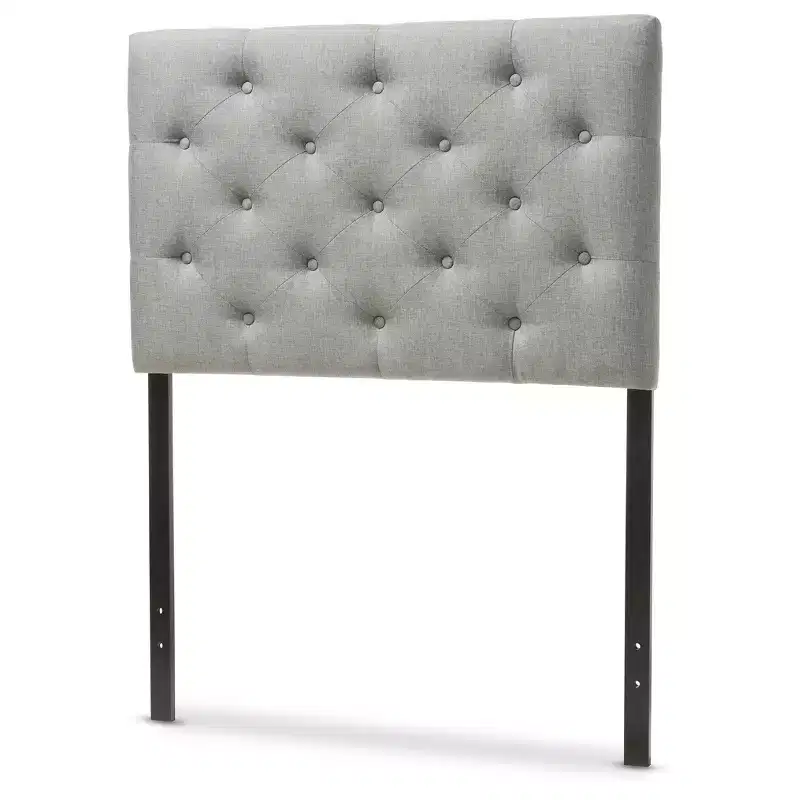 Twin Viviana Modern And Contemporary Fabric Upholstered Button Tufted Headboard Gray - Baxton Studio: Rubberwood Frame, Adjustable Height