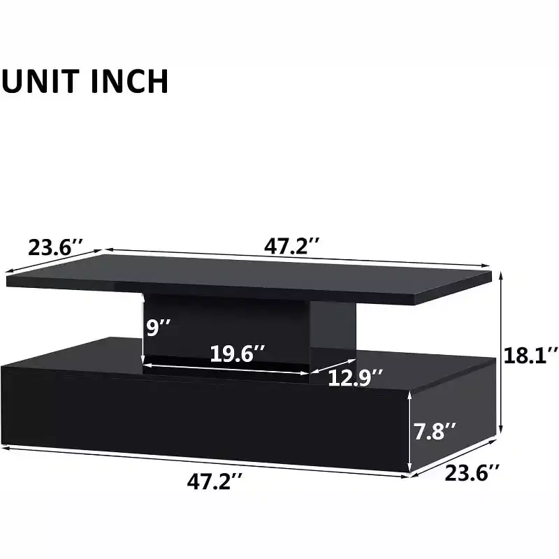 Acekool Modern Minimalist Coffee Table, 16-Color Ambient, RGB Modes, Easy Clean, Particle Board, Living Room Decor, Easy Assembly