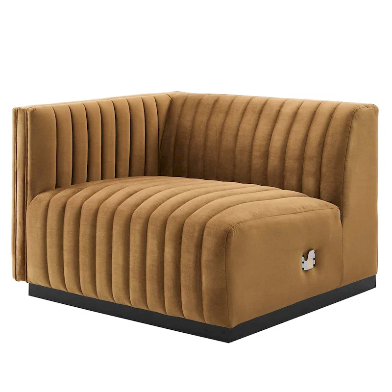 Channel Tufted Velvet Upholstered Sofa