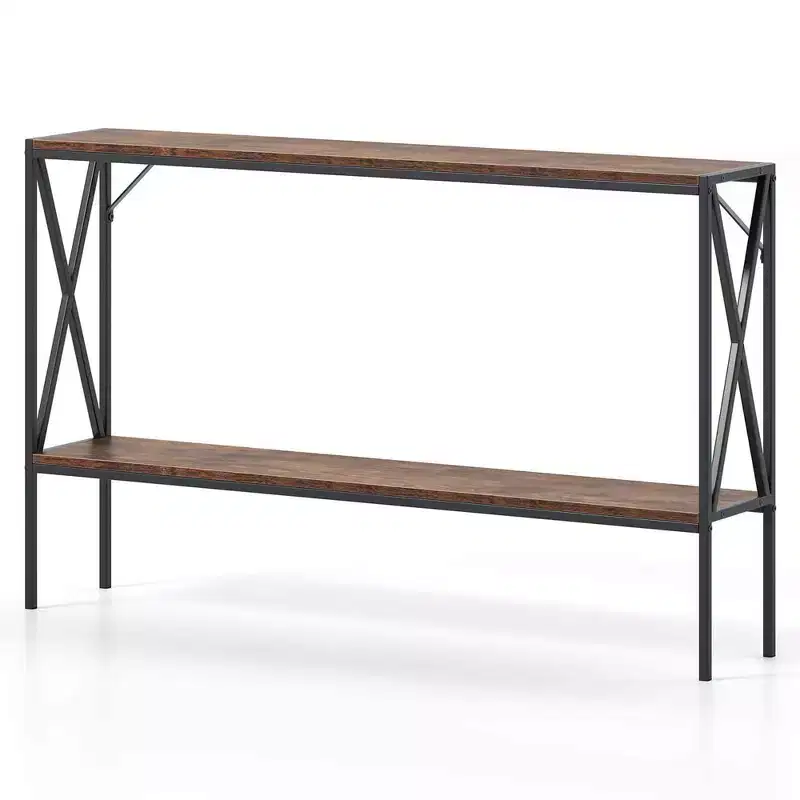 Brown / White 2-Tier Narrow Console Table – 47