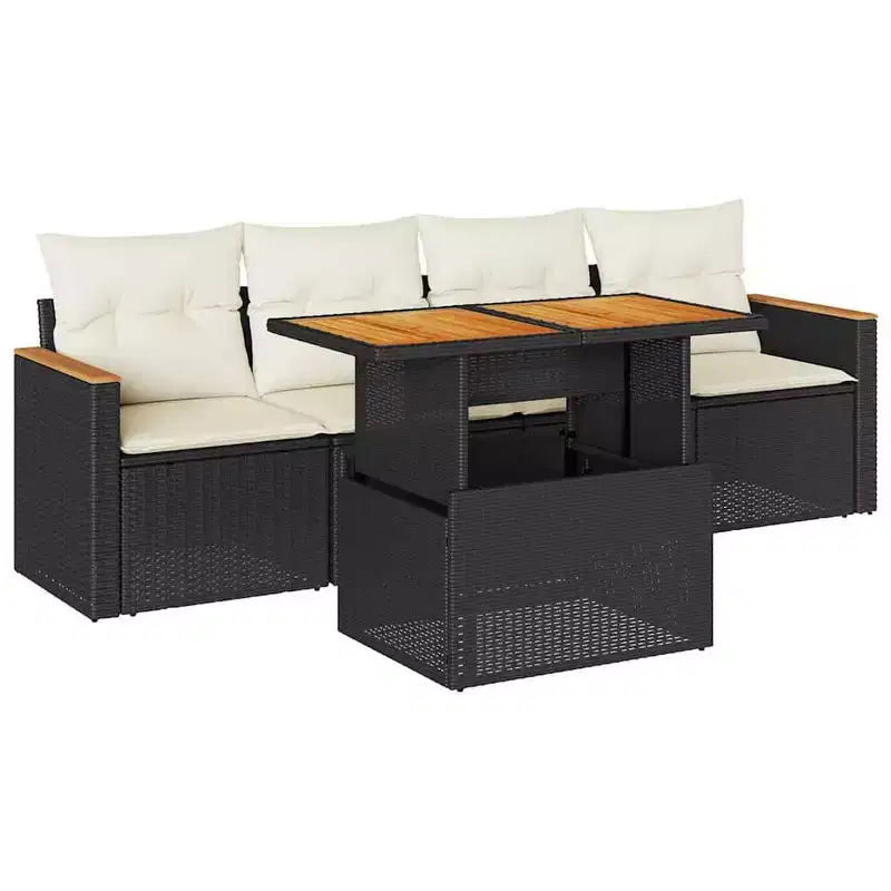 vidaXL Patio Sofa Set Poly Rattan 5 Piece Set Modular