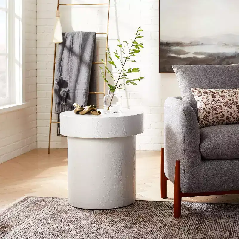 Round Accent Table - Modern Distressed Gray Finish
