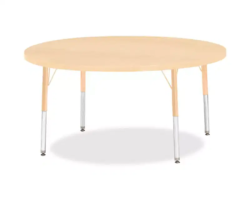 Jonti-Craft Berries Elementary Height Maple Top/Edge Round Table 48 x 48 in Beige