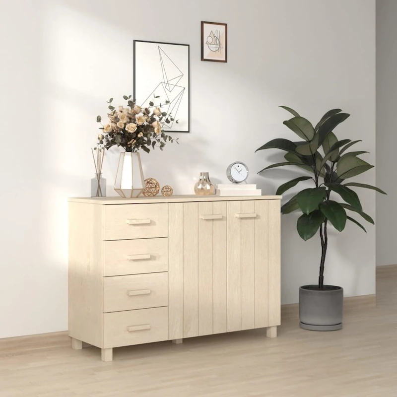 vidaXL Sideboard Buffet Console Cabinet for Kitchen HAMAR Solid Wood Pine - 44.5 x 15.7 x 31.5
