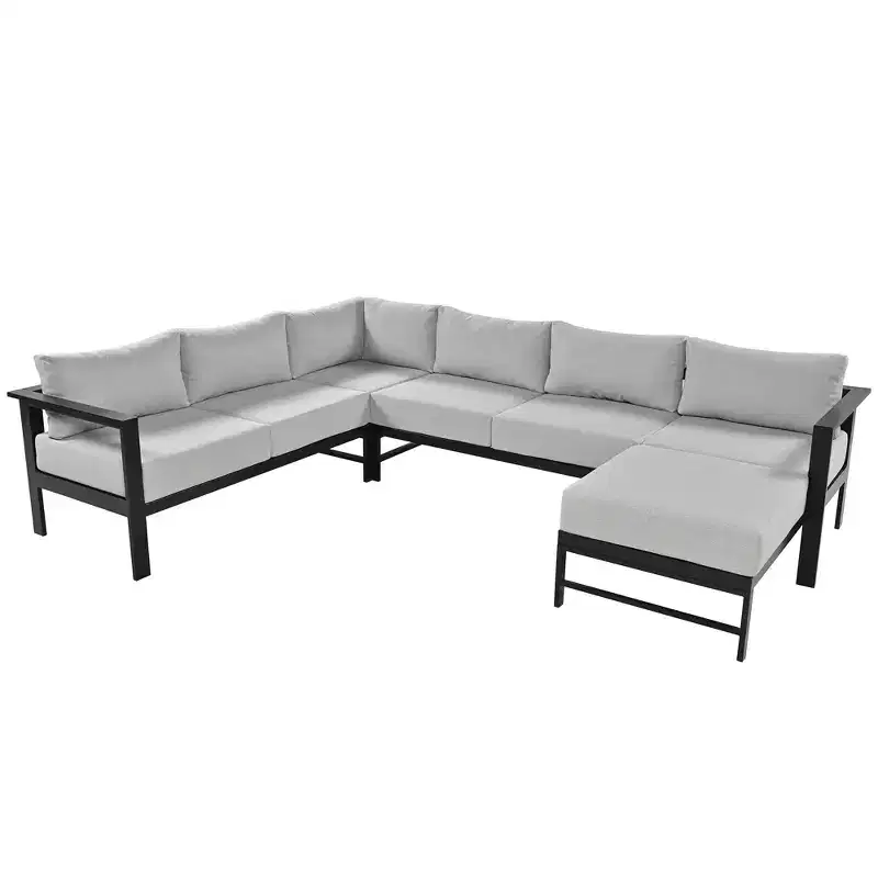CLIHOME U-shaped Multi-person Outdoor Sofa Set, Conversation Set for Gardens, Backyards, Balconies