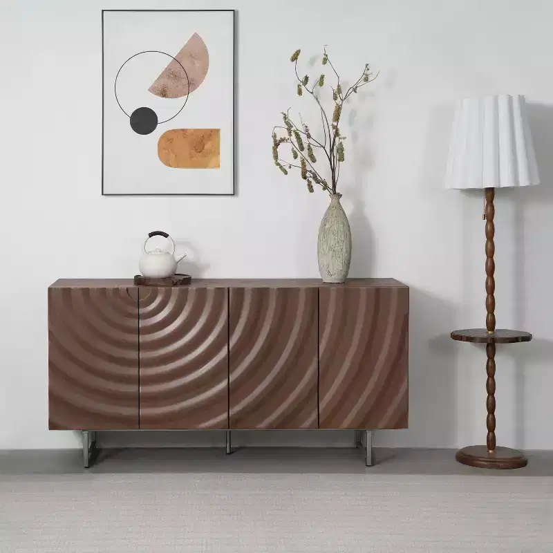 Christopher Knight Home Cheryiie 60'' Modern Wood and Metal Sideboard with Four Water-Drop Corrugated Doors