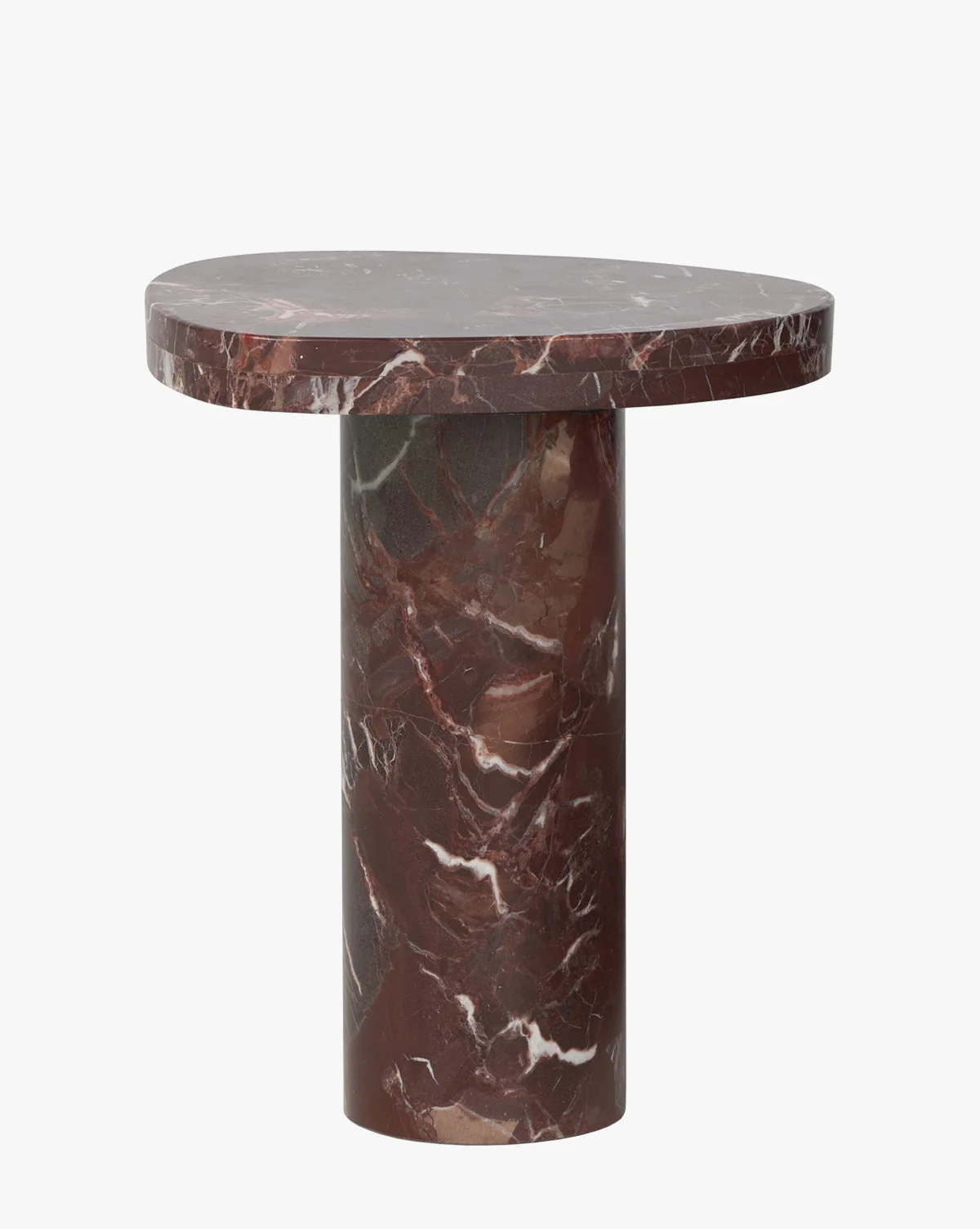 Luxury Marble End Table with Rich Tones & Natural Veining for Living Room