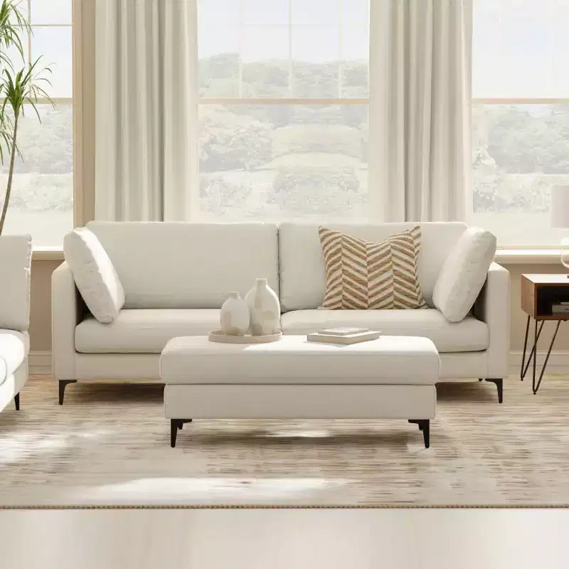WyndenHall Lana 90" Mid Century Sofa with Ottoman Set