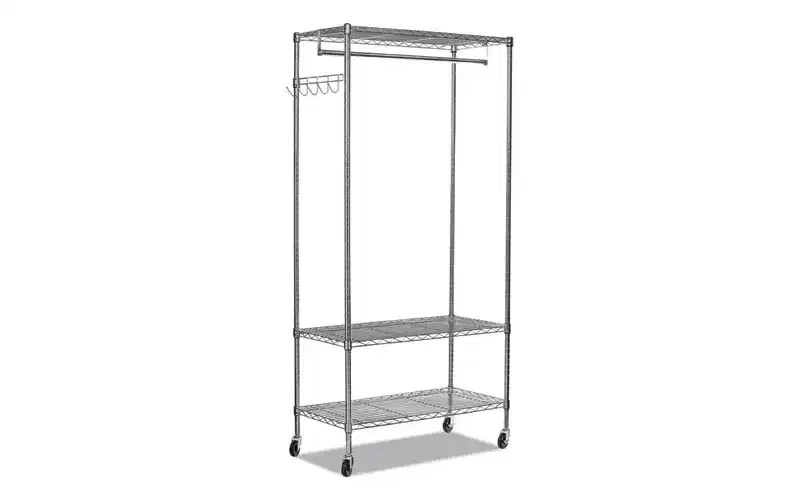 Alera Wire Shelving Garment Rack, 40 Garments, 48w x 18d x 75h, Silver