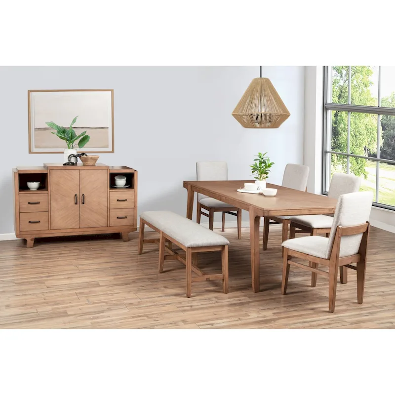Dining Table, Natural, Seats 6, Tapered Legs, 78W x 38D x 30H in