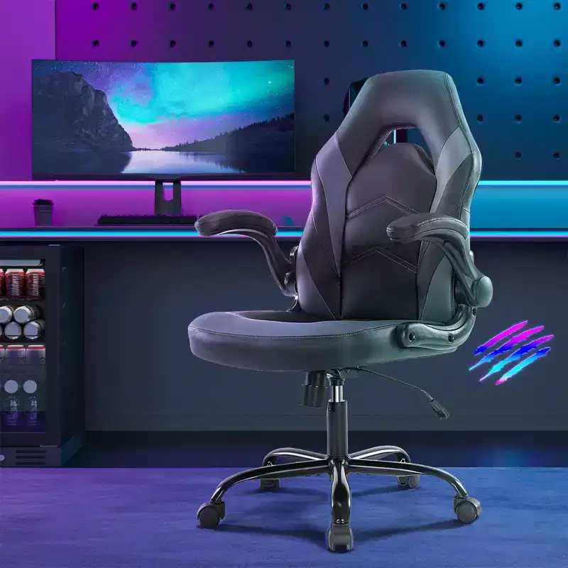 PU Leather Swivel Criss-Cross Office Chair with S-Shaped Back
