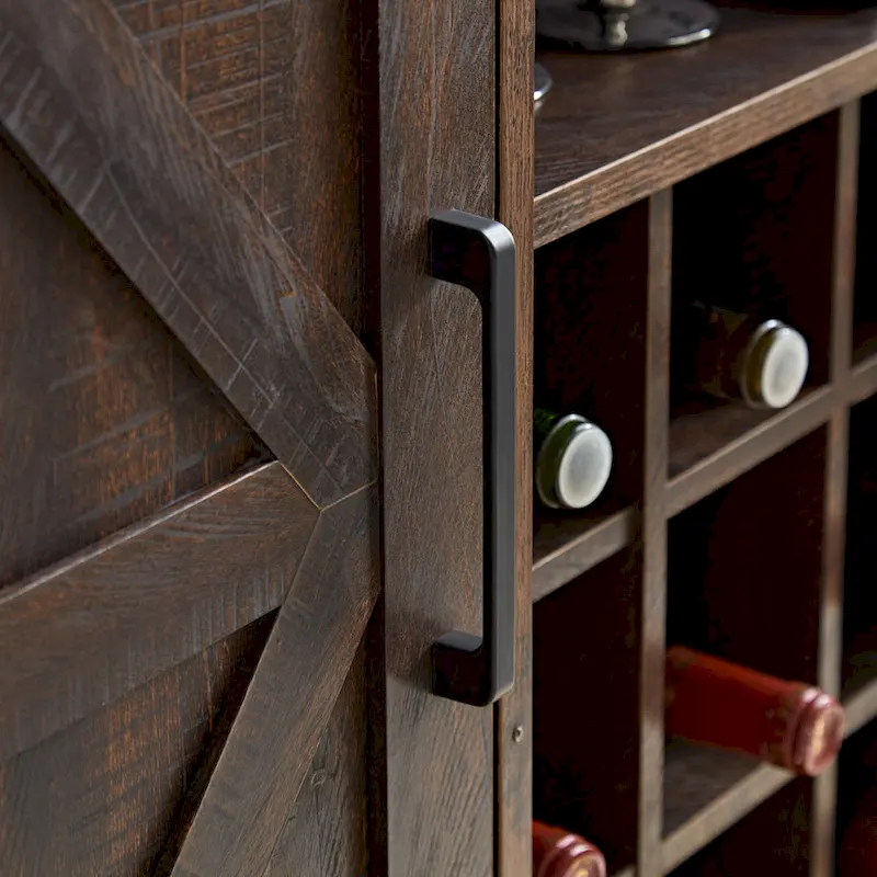 Farmhouse Sideboard Cabinet with Wine Rack, Drawer & Adjustable Shelves